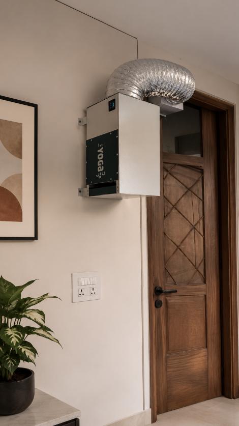 YOGa Air installation in an indoor garden space